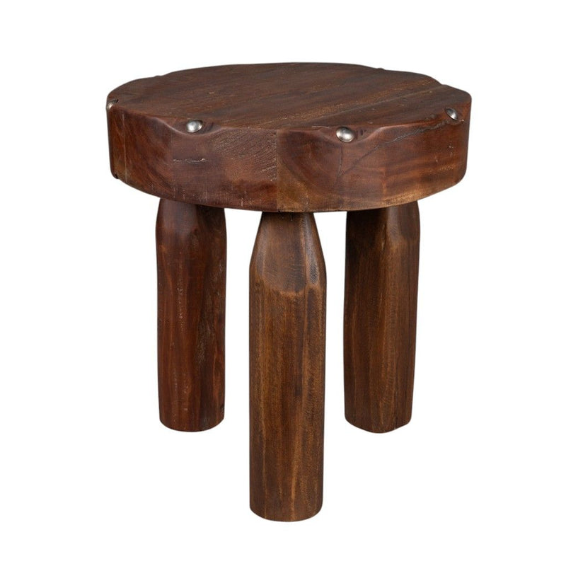 19" Solid Wood Round End Table - Brown