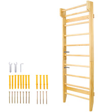 Load image into Gallery viewer, Gymnastics Stall Bar Multi Use Swedish Ladder For Home Gym And Physical Therapy - Natural
