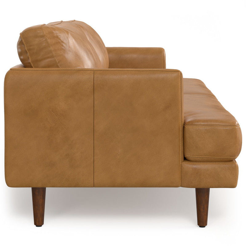 90" Sienna Leather Sofa With Brown Legs - Brown