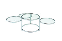 Load image into Gallery viewer, Glass And Steel Round Nested Coffee Tables With Three Shelves - Clear And Silver

