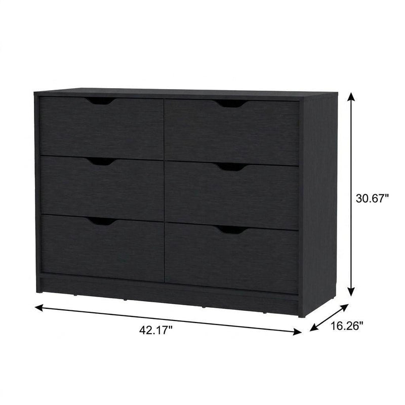 Wood Two Door Four Drawer Combo Dresser - Black