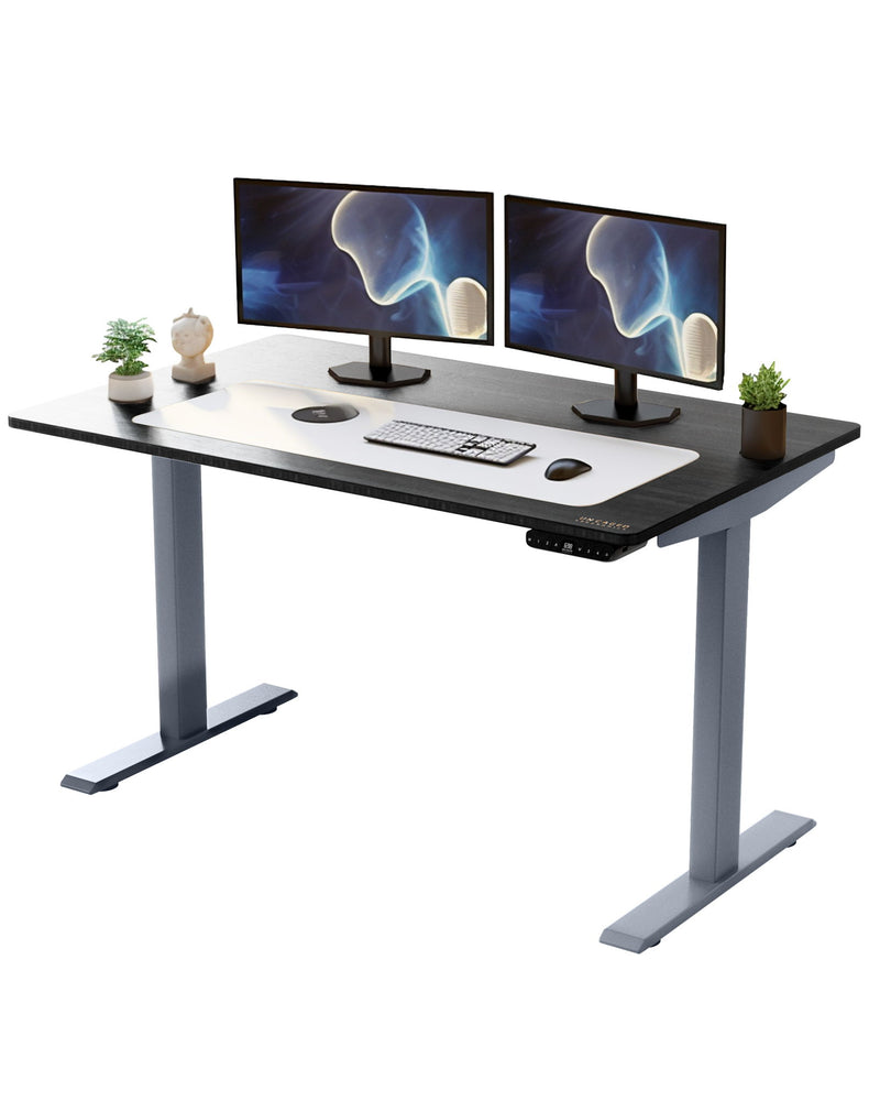 45" Bamboo Dual Motor Electric Office Adjustable Computer Desk - Gray And Black