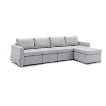 Load image into Gallery viewer, 4 Seat Module Sectional Sofa Couch With 1 Ottoman,Seat Cushion and Back Cushion Removable and Washable,Light Grey
