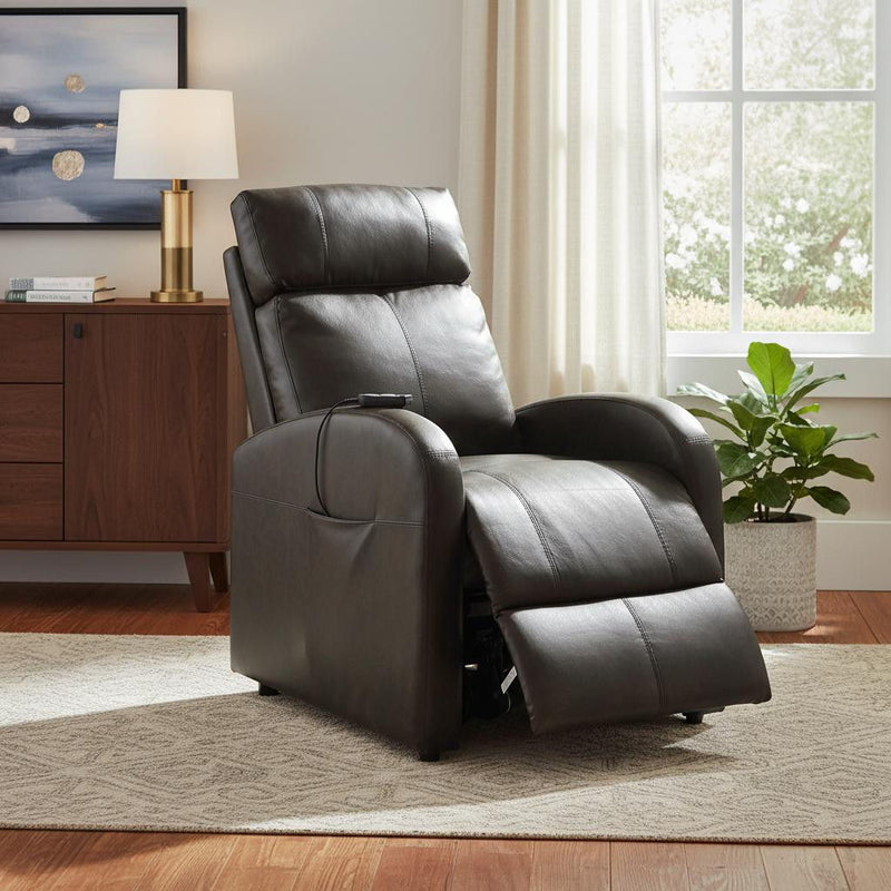 Tufted Faux Leather Faux Leather Power Lift AssiStand Recliner - Gray