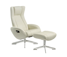 Load image into Gallery viewer, Tufted Genuine Leather Manual Swivel Recliner With Ottoman (730566) - White
