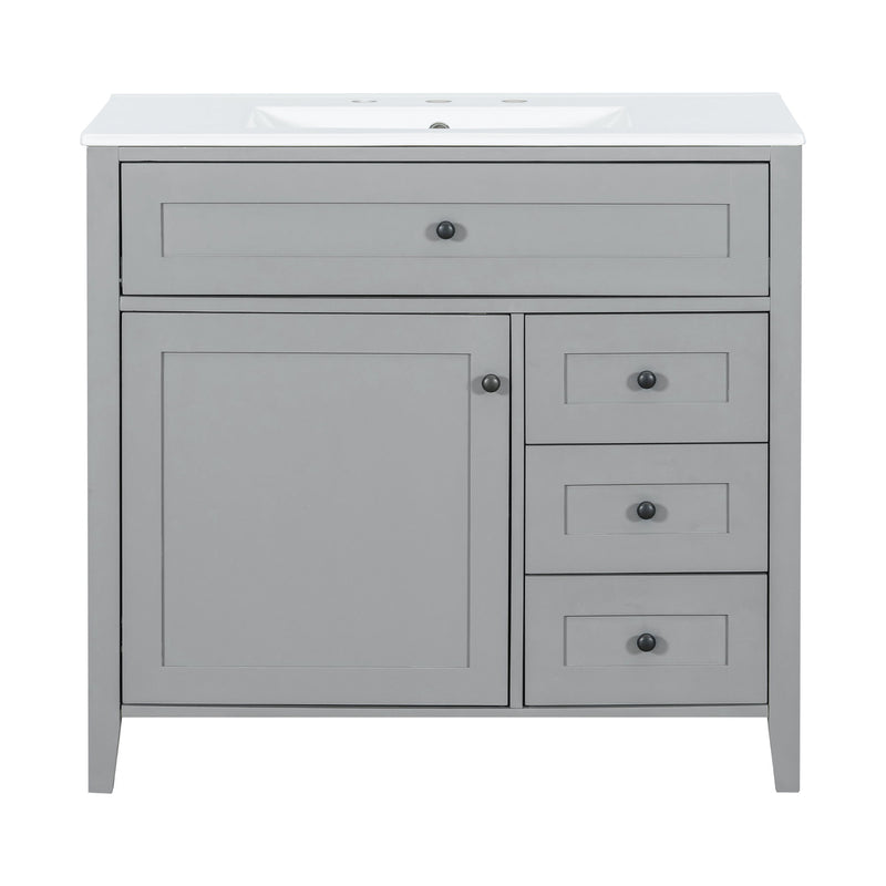 Bathroom Vanity With Sink, Cabinet With 3 Drawers And Adjustable Shelf
