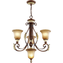 Load image into Gallery viewer, 28" Four Light Metal Dimmable Chandelier With Shades - Bronze
