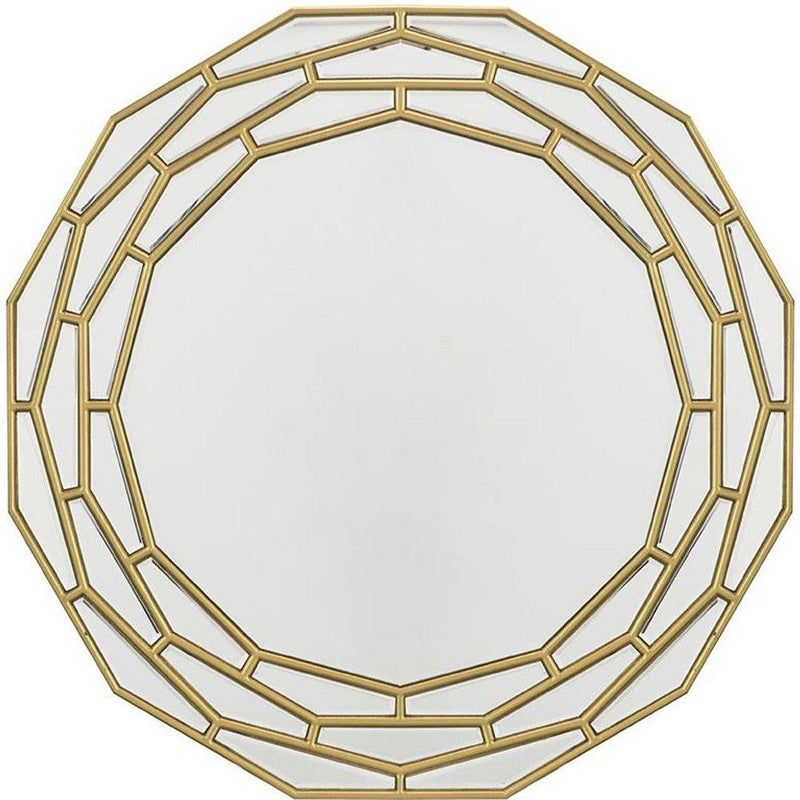 35" Round Framed Accent Mirror - Gold