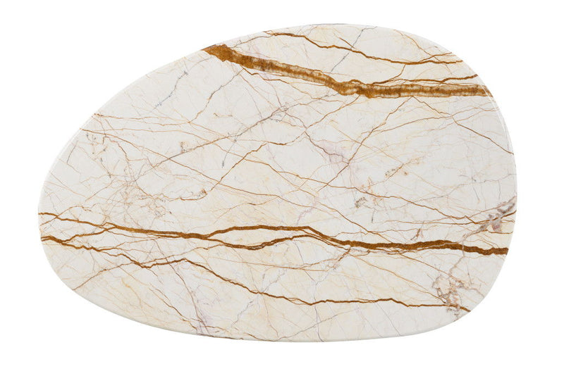 Genuine Marble Wood Oval Coffee Table (716370) - Natural / Brown