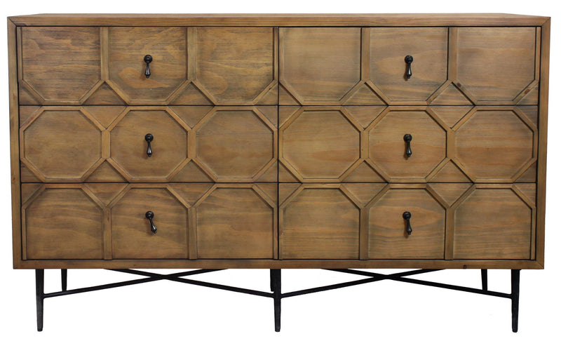60" Solid Wood Six Drawer Double Dresser - Natural