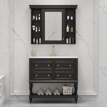 Load image into Gallery viewer, Bathroom Vanity With Medicine Cabinet, Storage Cabinet With 4 Drawers, Adjustable Shelf Mirror

