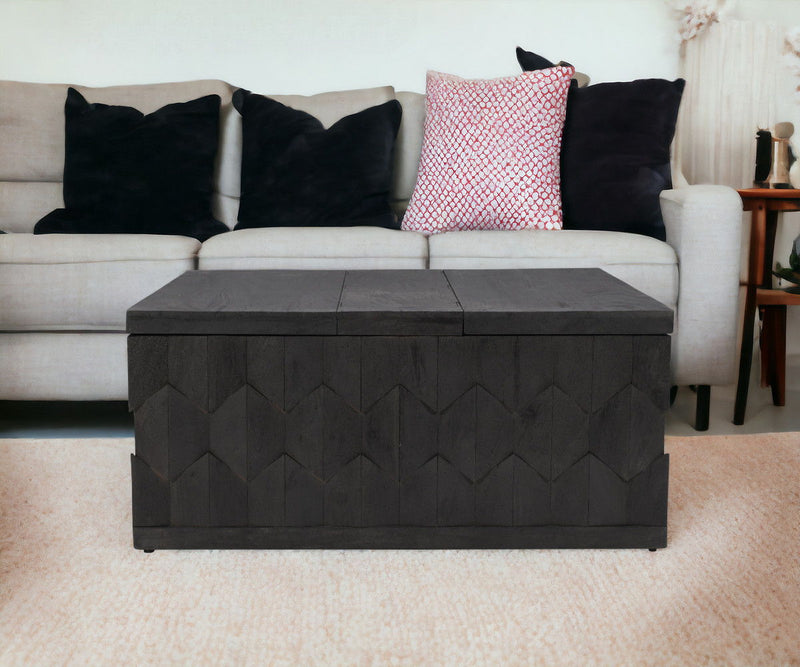 Solid Wood Square Distressed Coffee Table - Dark Gray