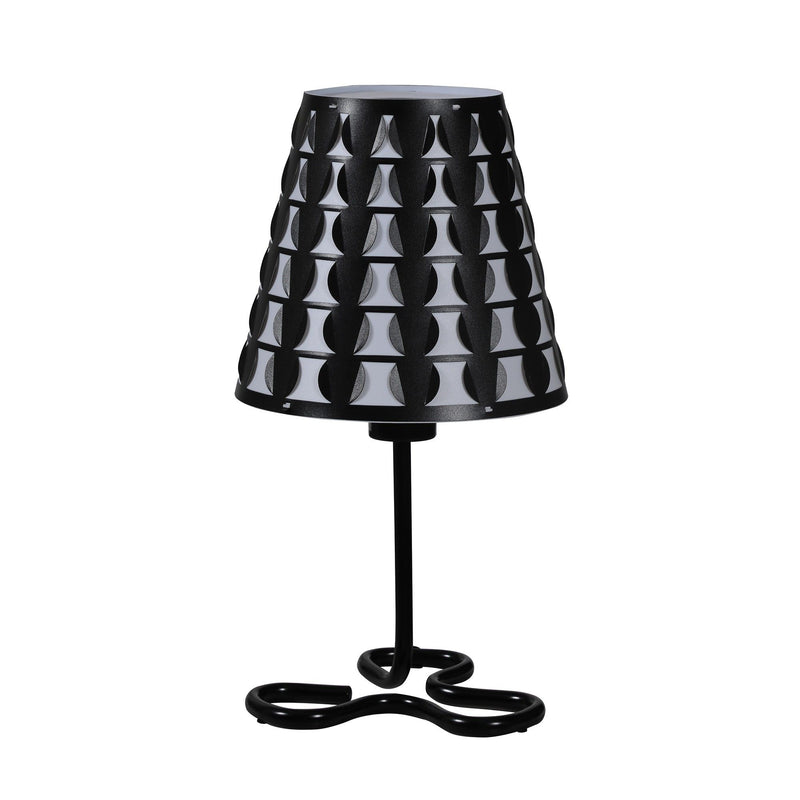 Bedside Table Lamp With Black Polka Dots Empire Shade - Black
