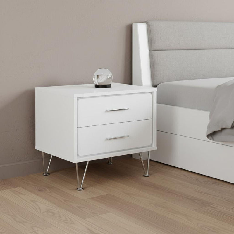 Nightstand With Manufactured Wood Top - White