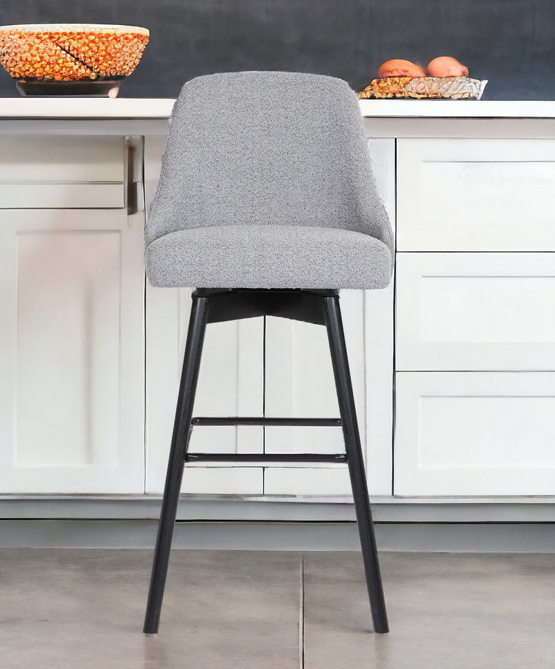Fabric With Solid Wood Swivel Counter Height Bar Chair - Light Gray And Black
