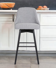 Load image into Gallery viewer, Fabric With Solid Wood Swivel Counter Height Bar Chair - Light Gray And Black
