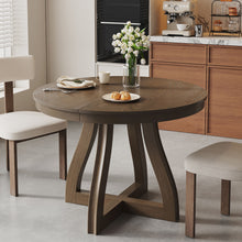 Load image into Gallery viewer, Round Extendable Dining Tabl, Middle Leaf, Curved Legs
