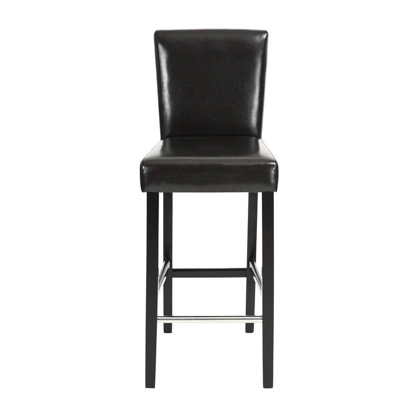 Faux Leather Bar Height Bar Chairs (Set of 2) - Brown / Black