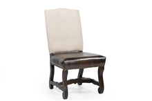 Load image into Gallery viewer, Wood Leather Linen Dining Side Chairs (Set of 2) - Dark Brown
