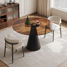 Load image into Gallery viewer, Round Dining Table - Black / Brown - Glass
