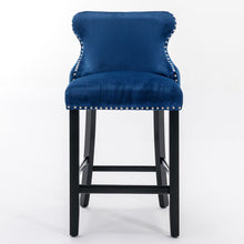 Load image into Gallery viewer, Contemporary Upholstered Wing-Back Barstools With Button Tufted Decoration And Wooden Legs, And Nailhead Trim, Leisure Style Bar Chairs, Bar Stools (Set of 2)
