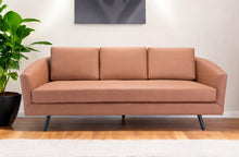 Load image into Gallery viewer, Faux Leather Sofa With Black Legs - Brown
