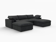 Load image into Gallery viewer, Two Piece Living Room Set Blend Modular Sofa With Ottoman Storage - Black

