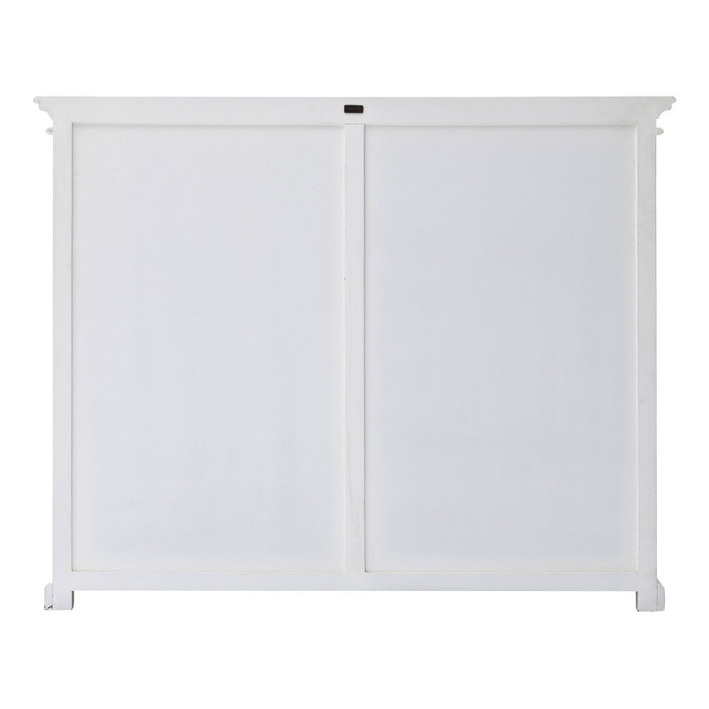 Wood And Glass Two Level Storage Cabinet - White