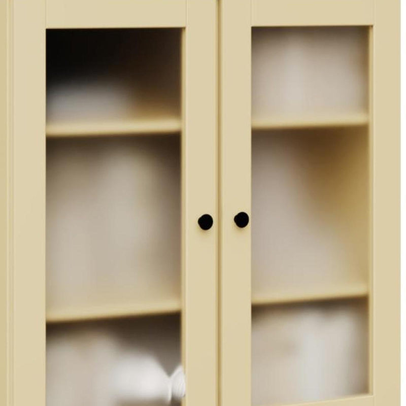 Solid Wood Adjustable Six Tier Library Bookcase With Four Doors (751356) - Yellow