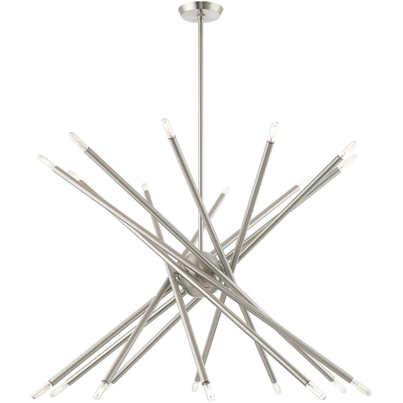 37" Multi Light Dimmable Chandelier With Shades - Nickel