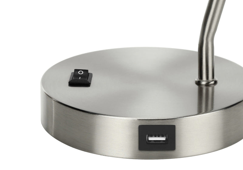 Metal Round USB Table Lamp With Nickel Dome Shade - Nickel