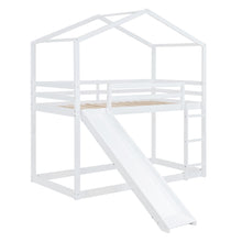 Load image into Gallery viewer, Twin Over Twin Bunk Bed with Roof, Slide and Ladder, White
