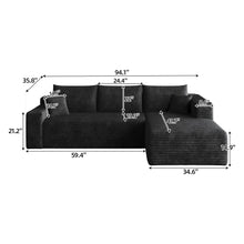 Load image into Gallery viewer, Cloud Sectional Sofa, Comfort U-Shaped Sofa For Living Room - Black
