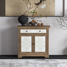 Load image into Gallery viewer, Accent Cabinet With Carved Floral Panels, Sideboard With Drawer And Double Doors - Antique Brown / White
