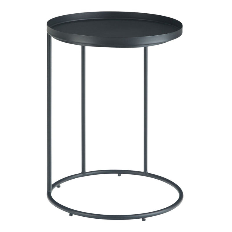 23" Metal Round End Table - Black