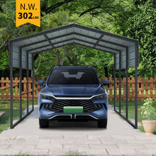 Load image into Gallery viewer, 10 X 15 Ft Carport, Outdoor Carport, Heavy Duty Carport Canopy With Galvanized Steel Roof And Frame, Metal Carport Large Garage For Driveway Car, Truck - Charcoal
