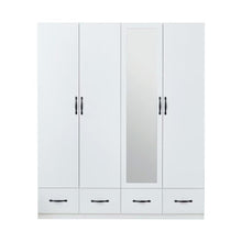 Load image into Gallery viewer, 74" Mirro Four Door Four Drawer Combo Dresser - White
