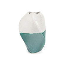 Load image into Gallery viewer, Ombre Wavy Table Vase - Green / Ivory
