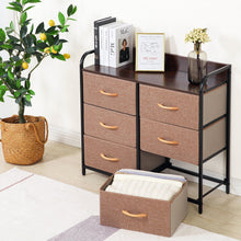 Load image into Gallery viewer, Fabric And Metal Accent Chest With Two Shelves And Six Drawers - Brown
