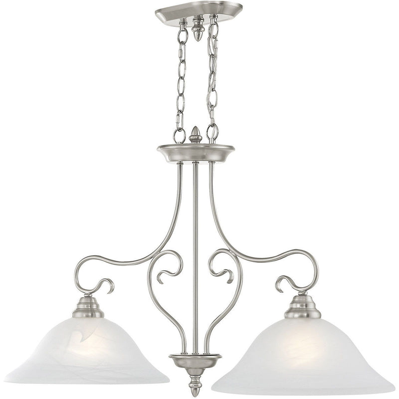 21" Two Light Dimmable Chandelier With Shades - Nickel