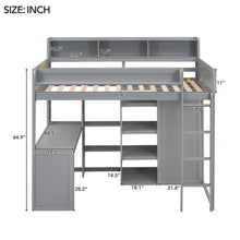 Load image into Gallery viewer, Loft Bed With Built In Desk, Storage Shelves, And Wardrobe
