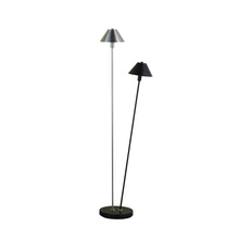 Load image into Gallery viewer, Two Lights LED Novelty Floor Lamp With Black And Silver Empire Shade - Nickel

