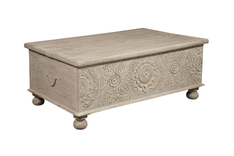 Solid Wood Distressed Lift Top Coffee Table - Natural