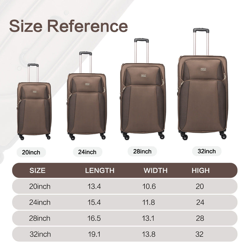 4 Piece Set Softshell Luggage