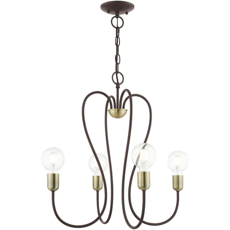 22'' Four Light Dimmable Chandelier With Shades - Bronze