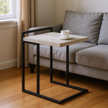 Load image into Gallery viewer, Distressed Reclaimed Wood And Metal End Table - Gray / Black
