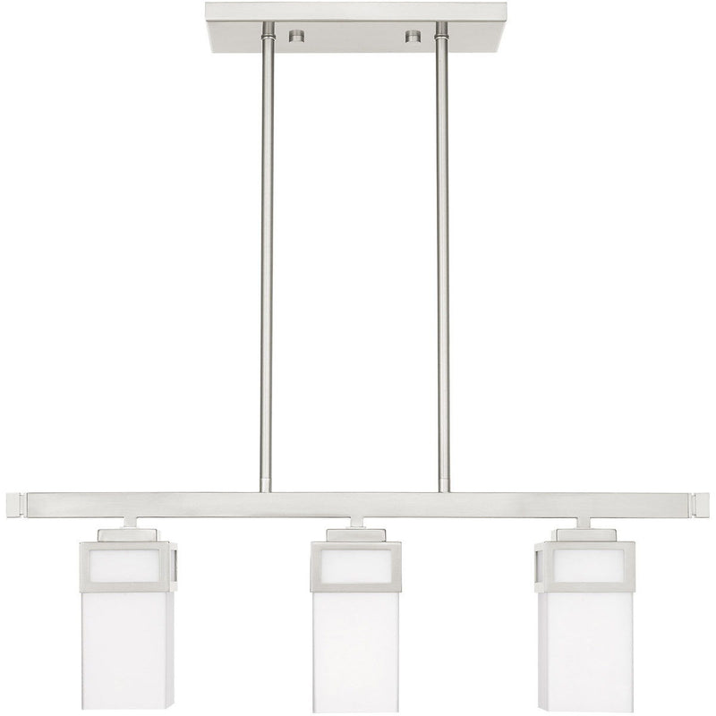 10" Three Light Dimmable Chandelier With Shades - Nickel