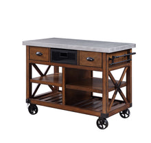 Load image into Gallery viewer, 48" Rolling Kitchen Cart With Storage - Dark Brown
