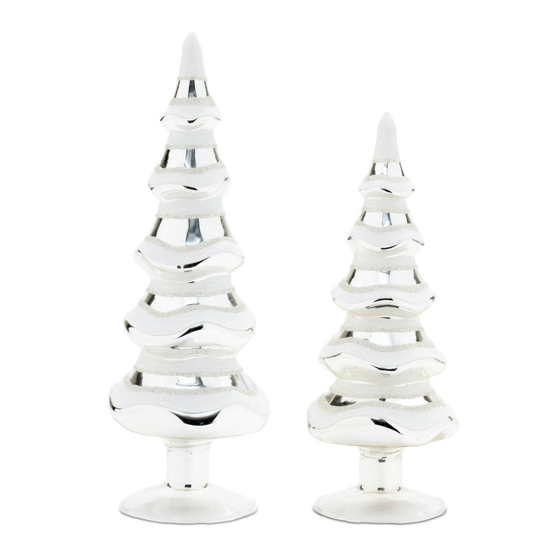 Trees Tabletop Sculpture (Set of 2) - Silver / White