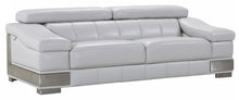 Load image into Gallery viewer, Silver Legs Italian Leather Sofa - Light Gray

